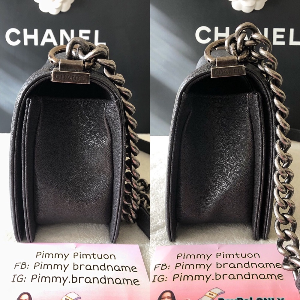 Chanel Boy Ruthenium Medium Gray Caviar Leather - Picture 7 of 8